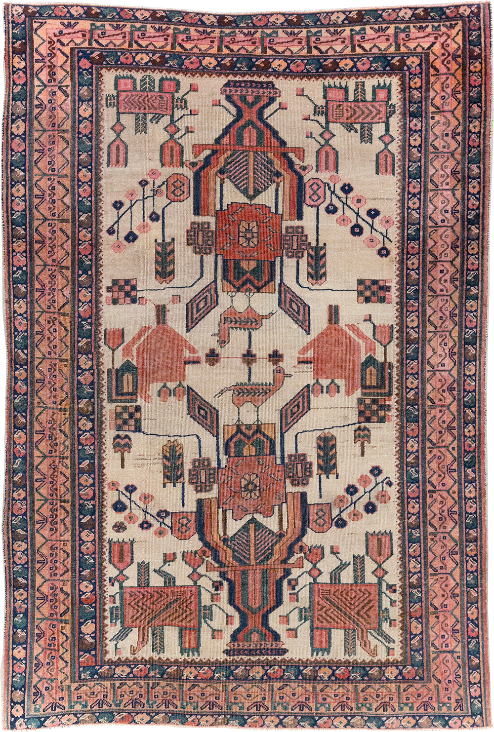Antique Persian Afshar Rug, No.31521 - Staging