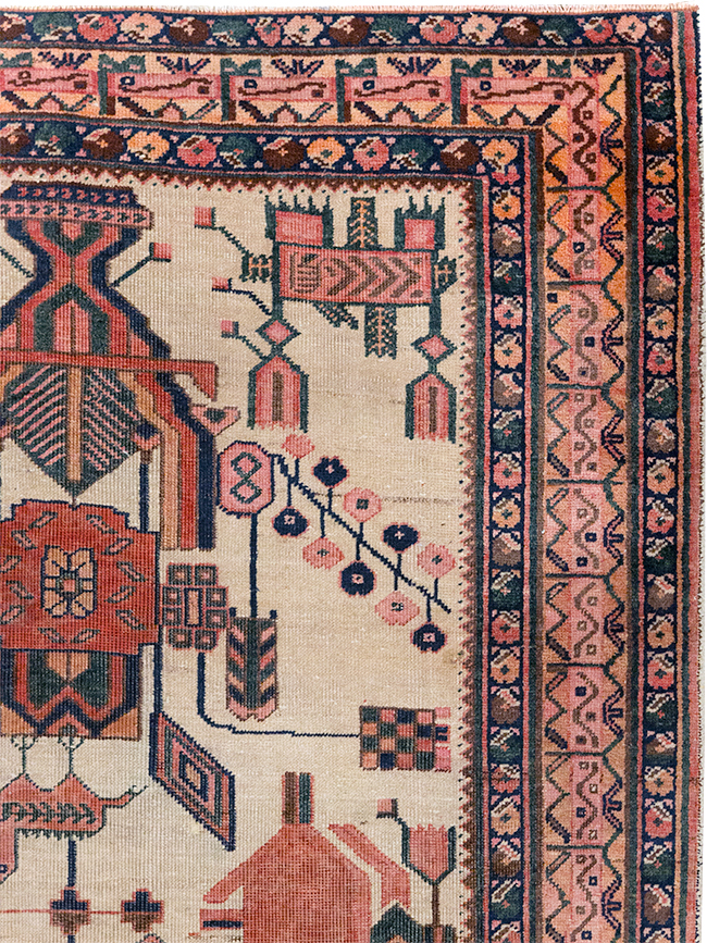 Antique Persian Afshar Rug, No.31521 - Staging