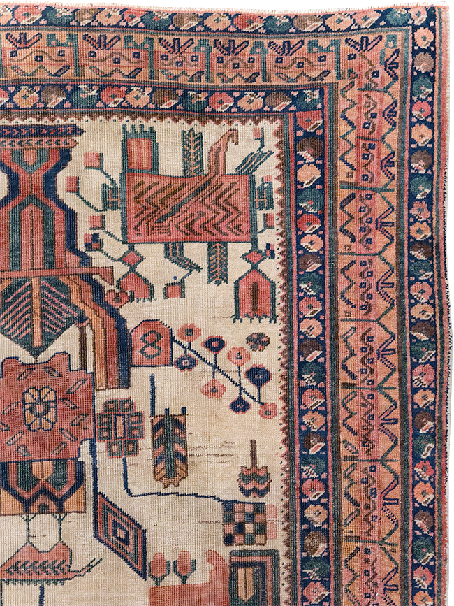 Antique Persian Afshar Rug, No.31521 - Staging