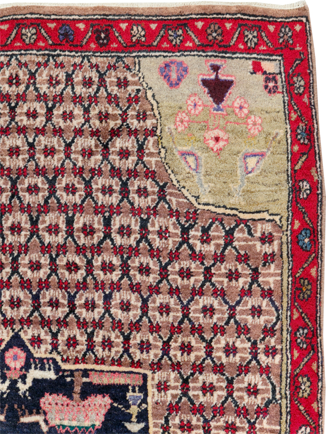 Vintage Hamadan Pictorial Rug, No.31527 - Staging