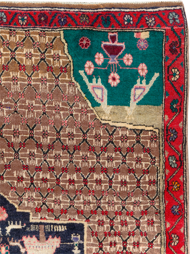 Vintage Hamadan Pictorial Rug, No.31527 - Staging