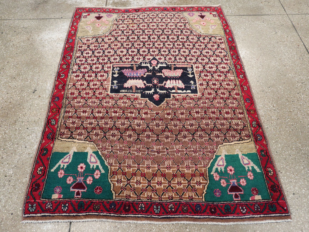 Vintage Hamadan Pictorial Rug, No.31527 - Staging