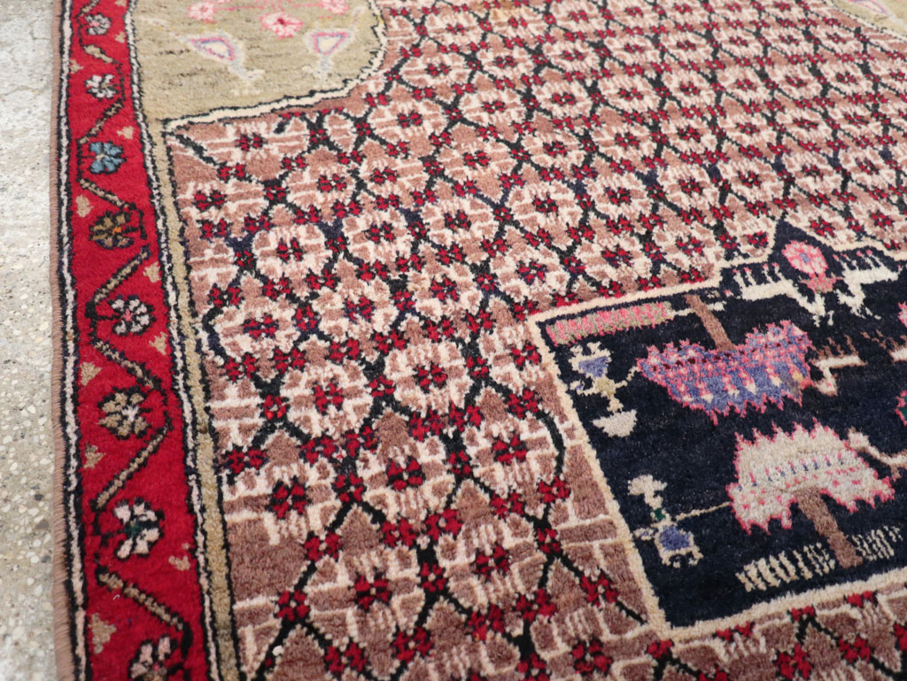 Vintage Hamadan Pictorial Rug, No.31527 - Staging