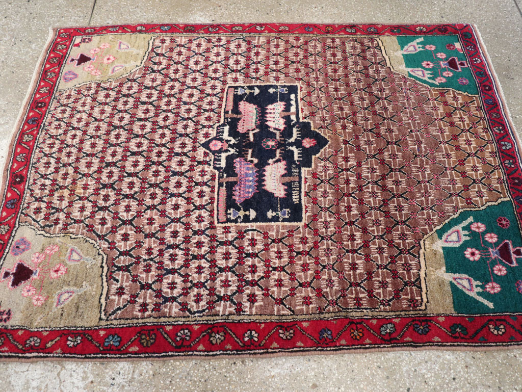 Vintage Hamadan Pictorial Rug, No.31527 - Staging