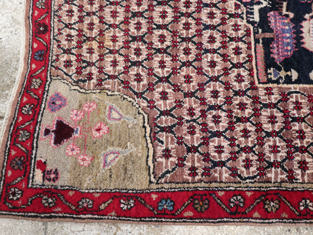 Vintage Hamadan Pictorial Rug, No.31527 - Staging