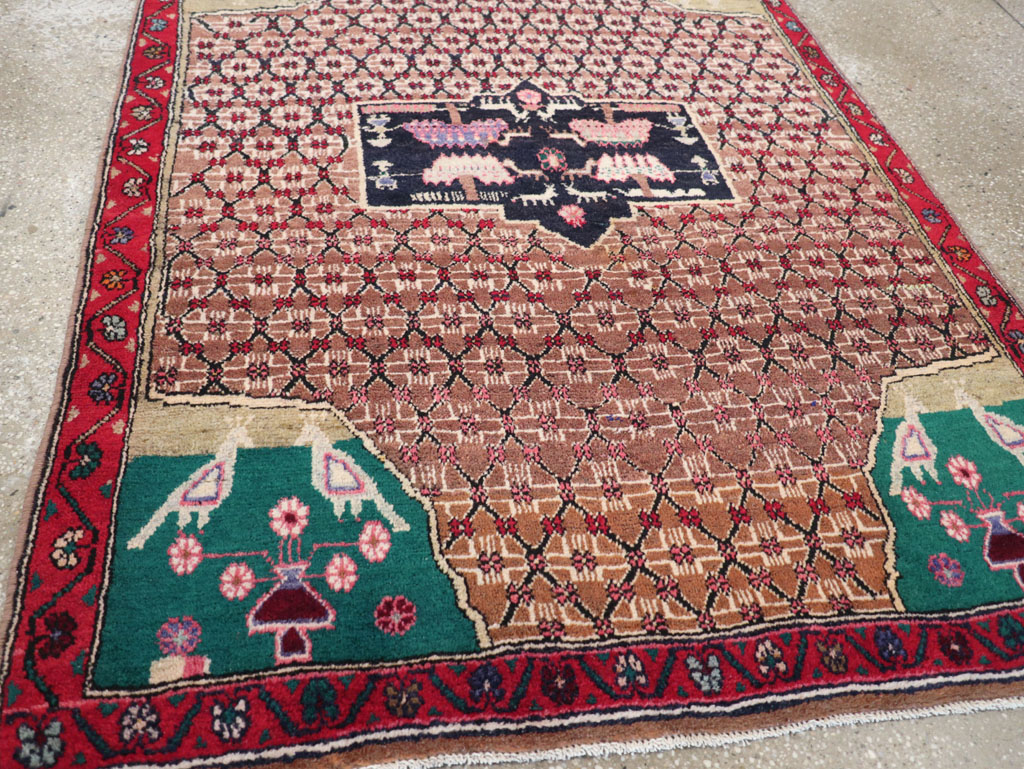 Vintage Hamadan Pictorial Rug, No.31527 - Staging