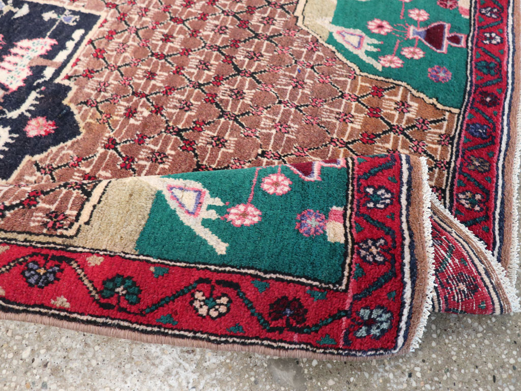 Vintage Hamadan Pictorial Rug, No.31527 - Staging