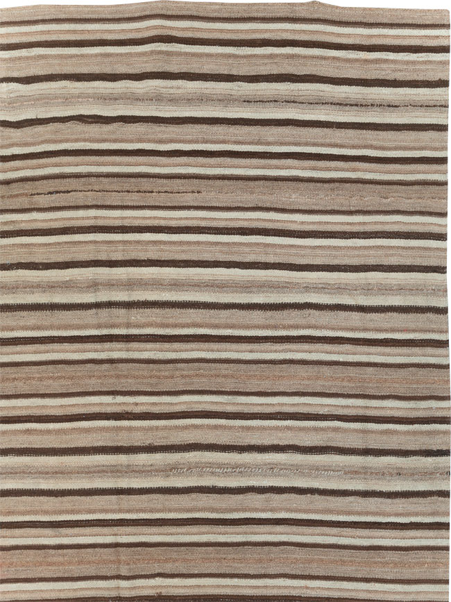 Vintage Turkish Flatweave Kilim Square Room Size Carpet, No.31529 - Staging