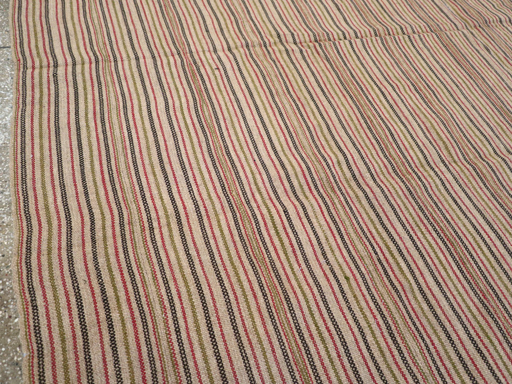 Vintage Turkish Flatweave Kilim Square Room Size Carpet, No.31534 - Staging