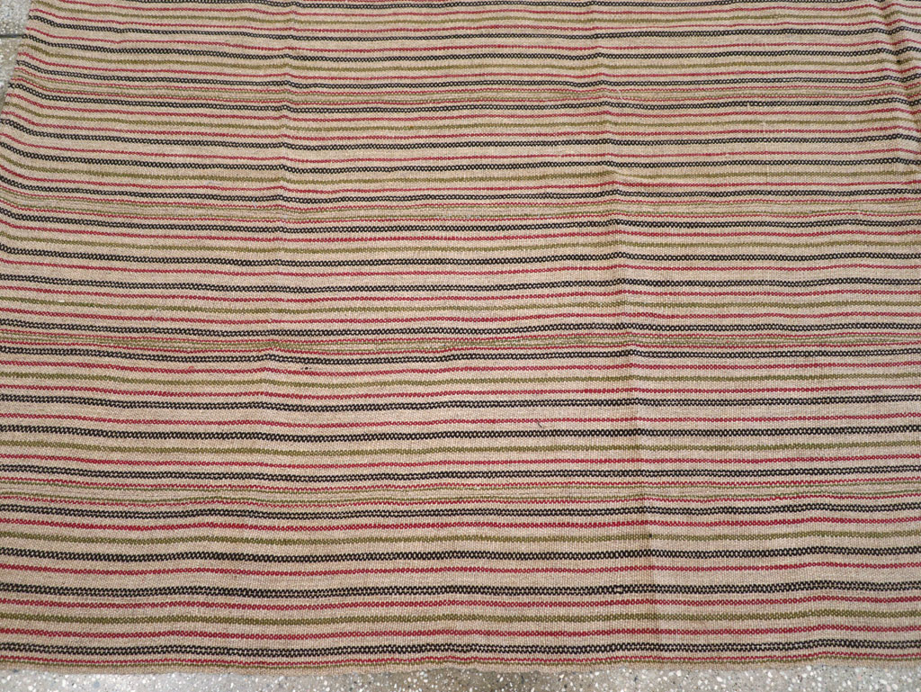 Vintage Turkish Flatweave Kilim Square Room Size Carpet, No.31534 - Staging