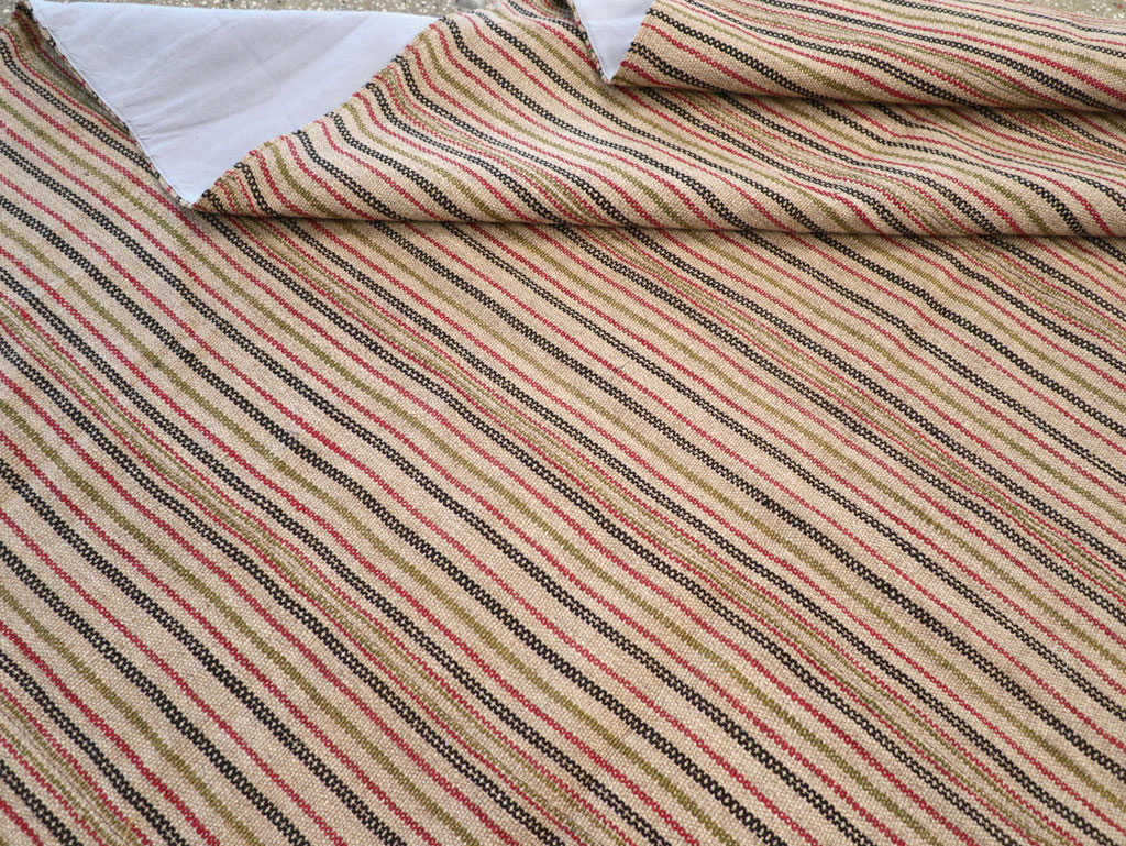 Vintage Turkish Flatweave Kilim Square Room Size Carpet, No.31534 - Staging