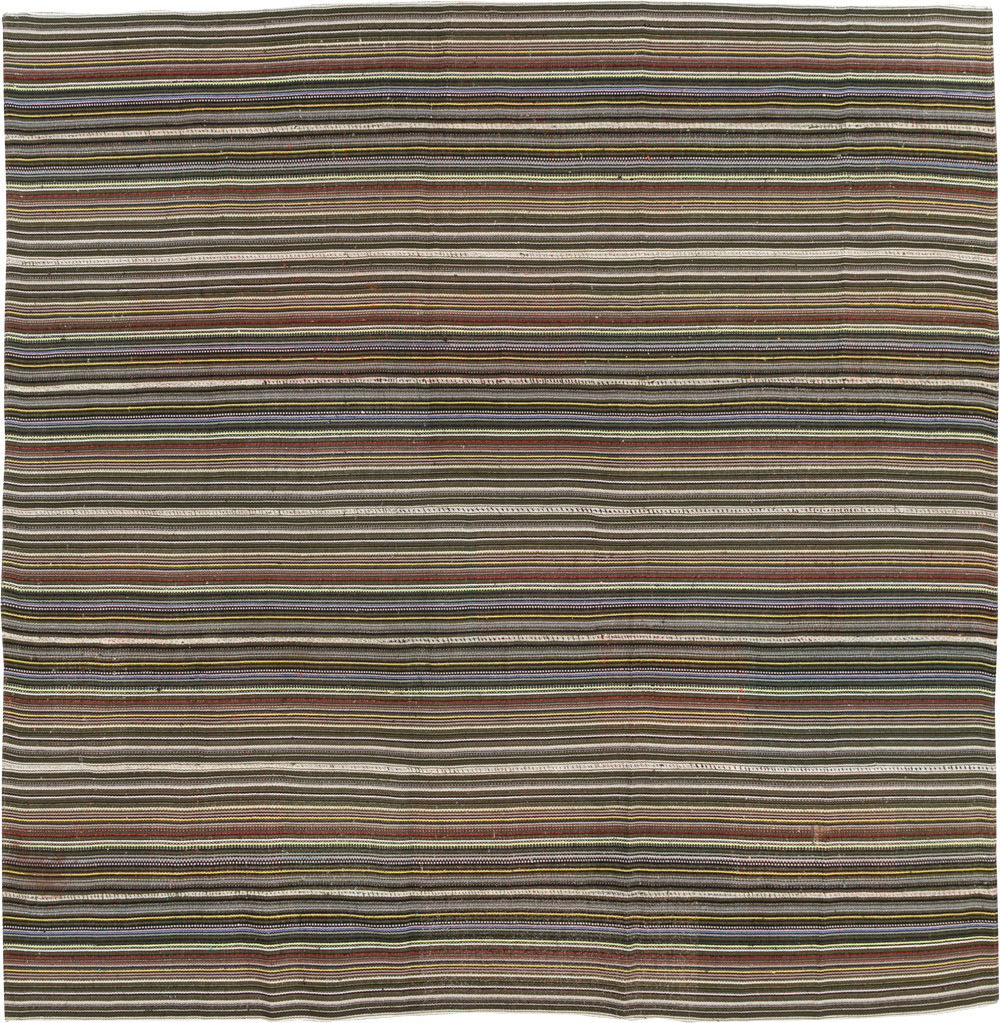 Vintage Turkish Flatweave Kilim Small Room Size Carpet, No.31537 - Staging