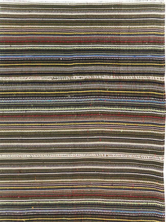 Vintage Turkish Flatweave Kilim Small Room Size Carpet, No.31537 - Staging