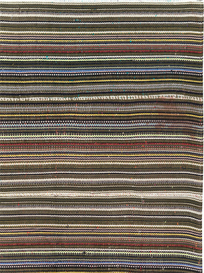 Vintage Turkish Flatweave Kilim Small Room Size Carpet, No.31537 - Staging