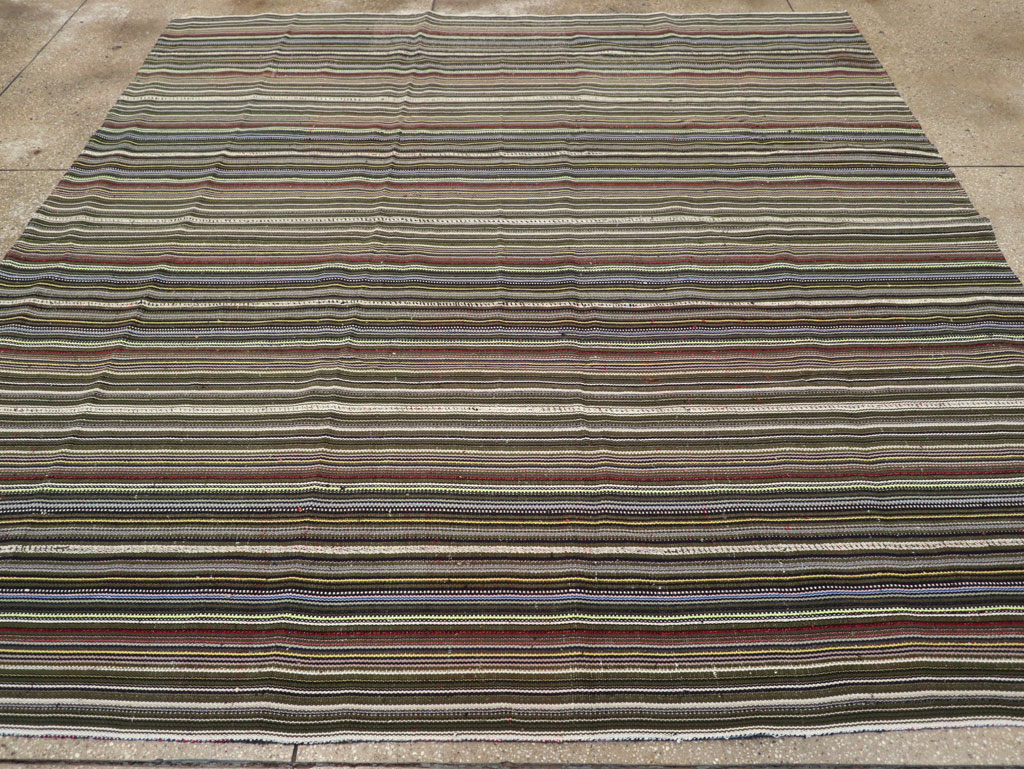 Vintage Turkish Flatweave Kilim Small Room Size Carpet, No.31537 - Staging