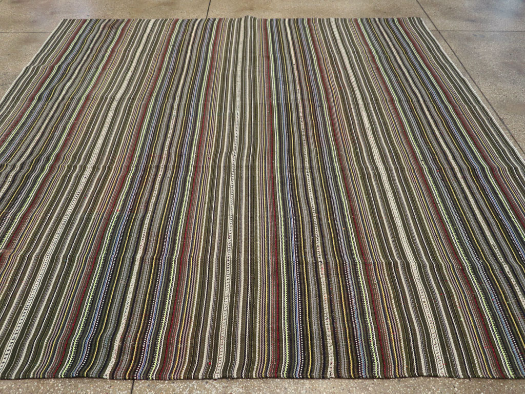Vintage Turkish Flatweave Kilim Small Room Size Carpet, No.31537 - Staging