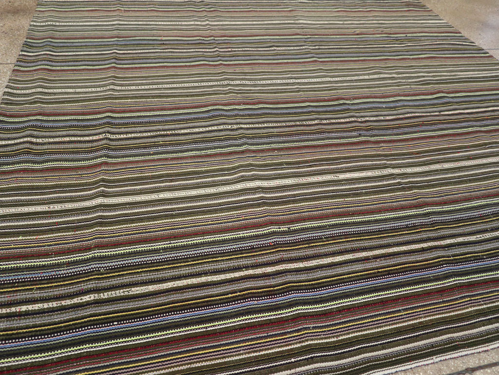 Vintage Turkish Flatweave Kilim Small Room Size Carpet, No.31537 - Staging