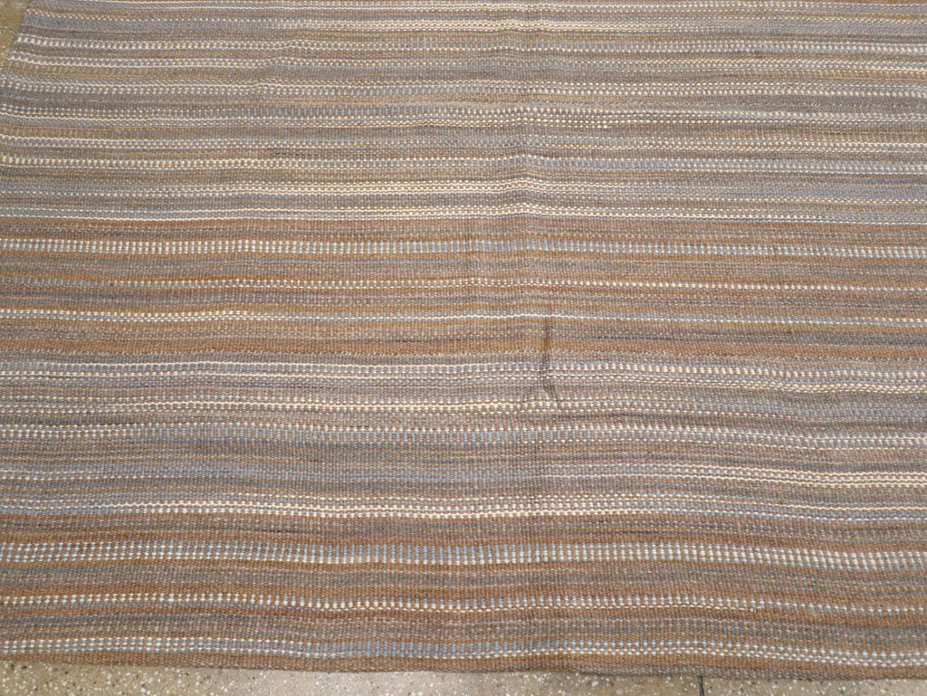 Modern Turkish Flatweave Room Size Carpet, No.31547 - Staging