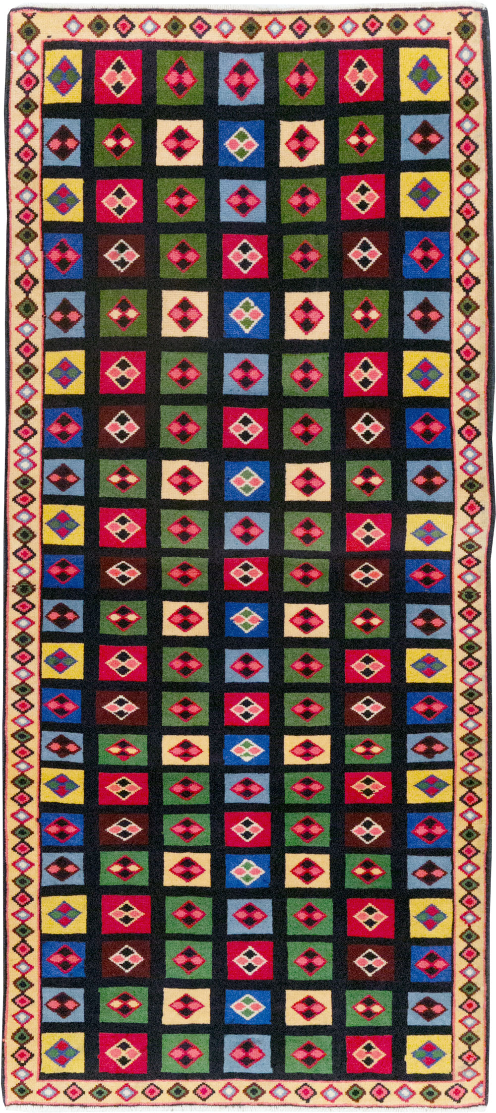 Vintage Persian Mahal Throw Rug, No.31548 - Staging