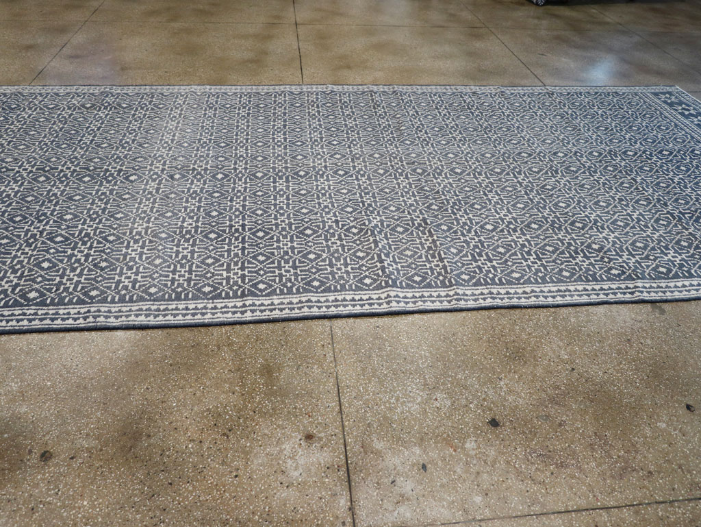 Vintage Persian Flatweave Long and Narrow Gallery Carpet, No.31557 - Staging