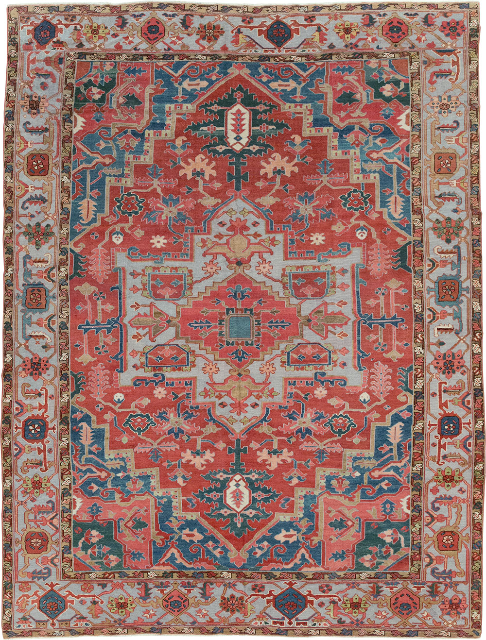 Antique Persian Heriz Room Size Carpet, No.31563 - Staging