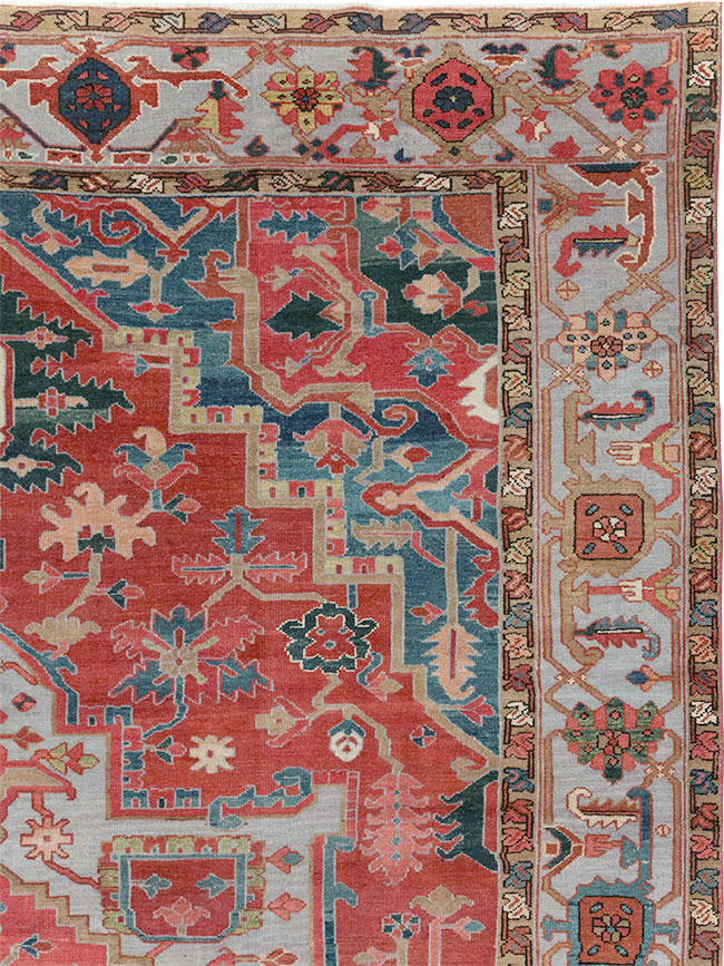 Antique Persian Heriz Room Size Carpet, No.31563 - Staging