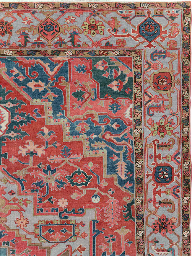 Antique Persian Heriz Room Size Carpet, No.31563 - Staging