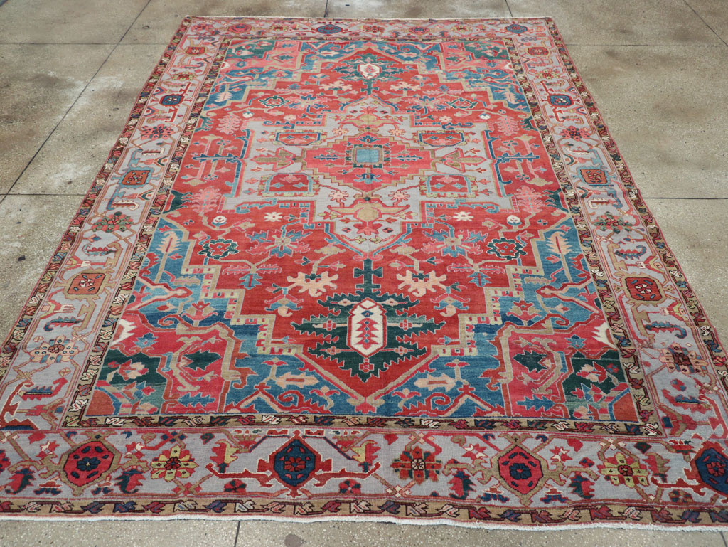 Antique Persian Heriz Room Size Carpet, No.31563 - Staging
