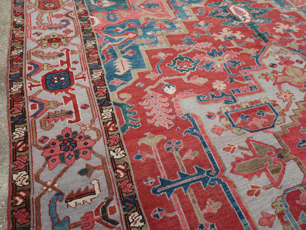 Antique Persian Heriz Room Size Carpet, No.31563 - Staging