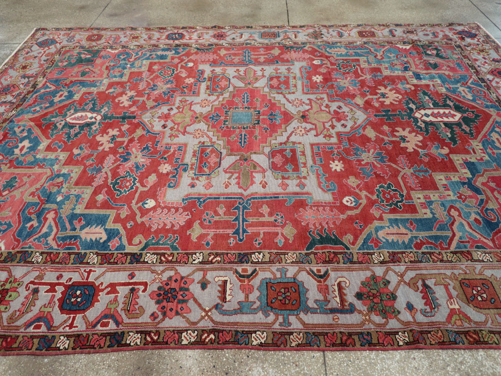 Antique Persian Heriz Room Size Carpet, No.31563 - Staging