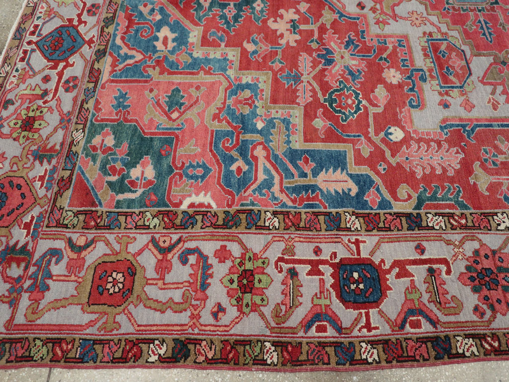 Antique Persian Heriz Room Size Carpet, No.31563 - Staging