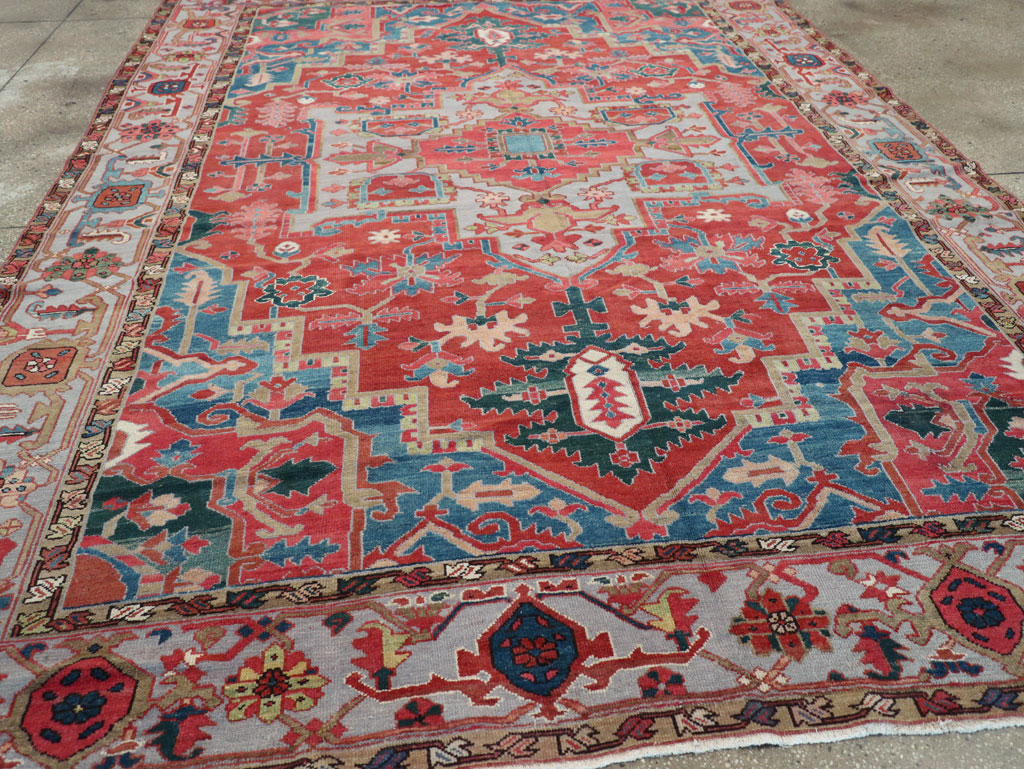 Antique Persian Heriz Room Size Carpet, No.31563 - Staging
