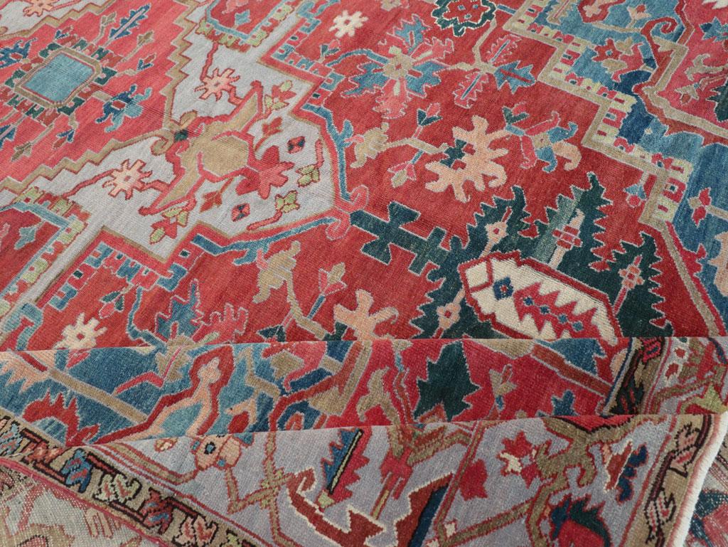 Antique Persian Heriz Room Size Carpet, No.31563 - Staging