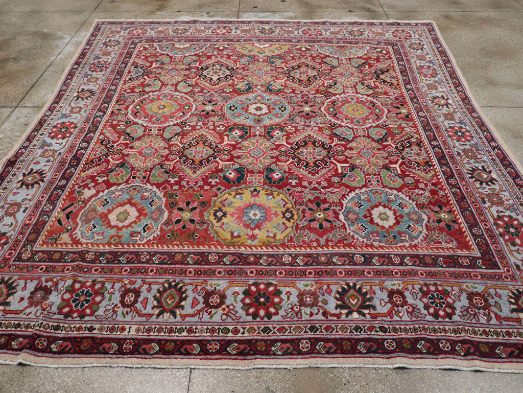 Vintage Persian Mahal Square Room Size Carpet, No.31568 - Staging