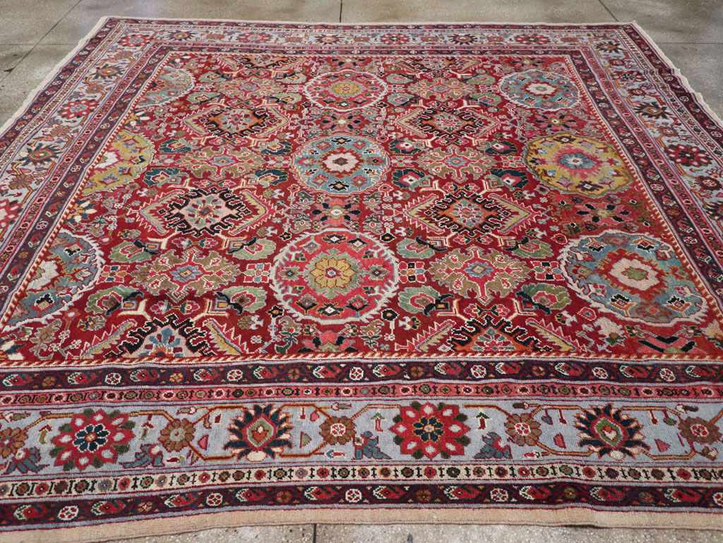 Vintage Persian Mahal Square Room Size Carpet, No.31568 - Staging