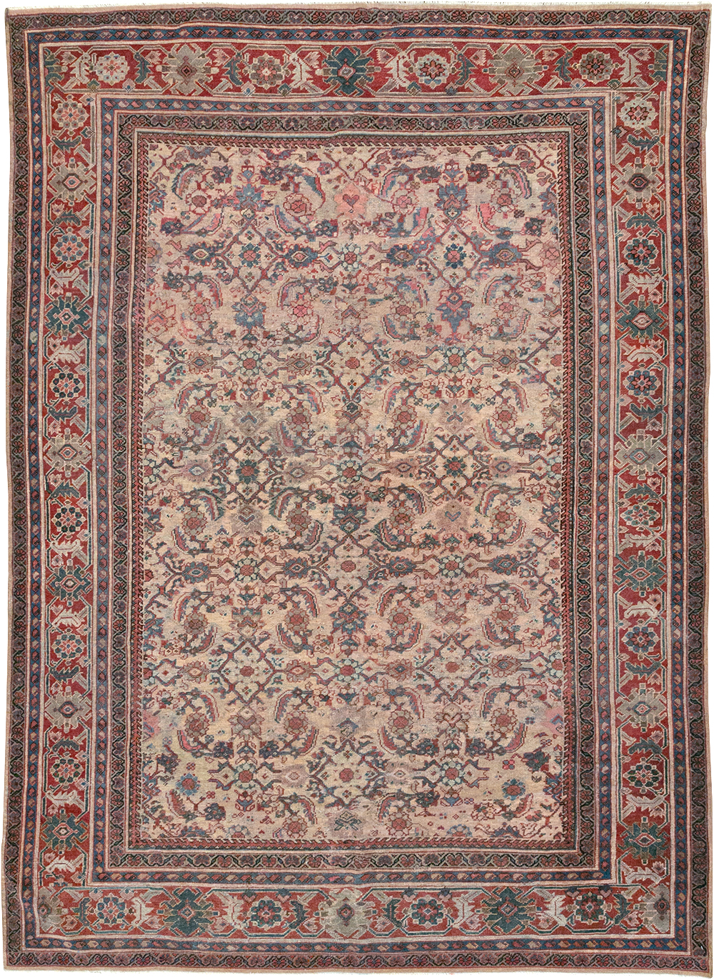 Antique Persian Mahal Accent Carpet, No.31572 - Staging