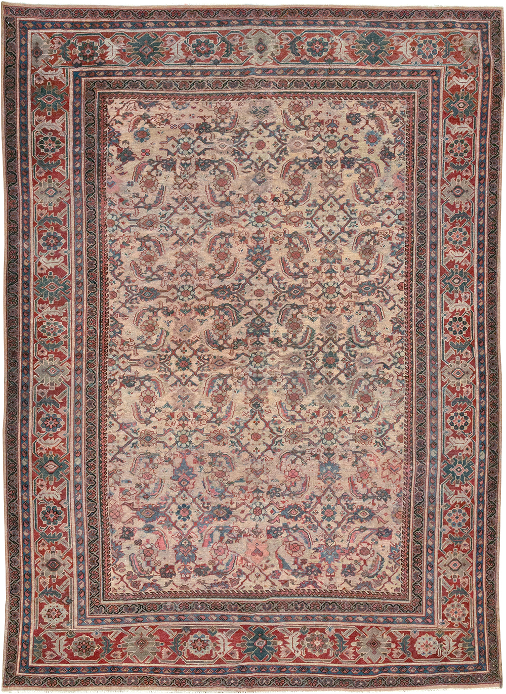 Antique Persian Mahal Accent Carpet, No.31572 - Staging