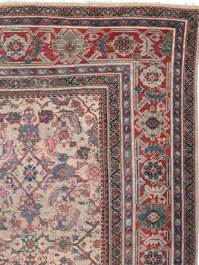 Antique Persian Mahal Accent Carpet, No.31572 - Staging