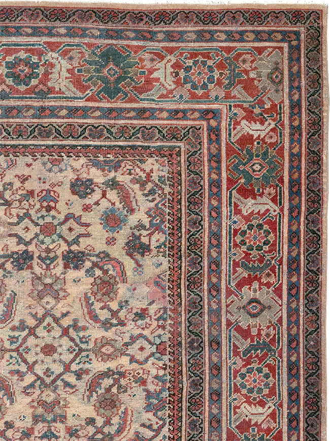 Antique Persian Mahal Accent Carpet, No.31572 - Staging