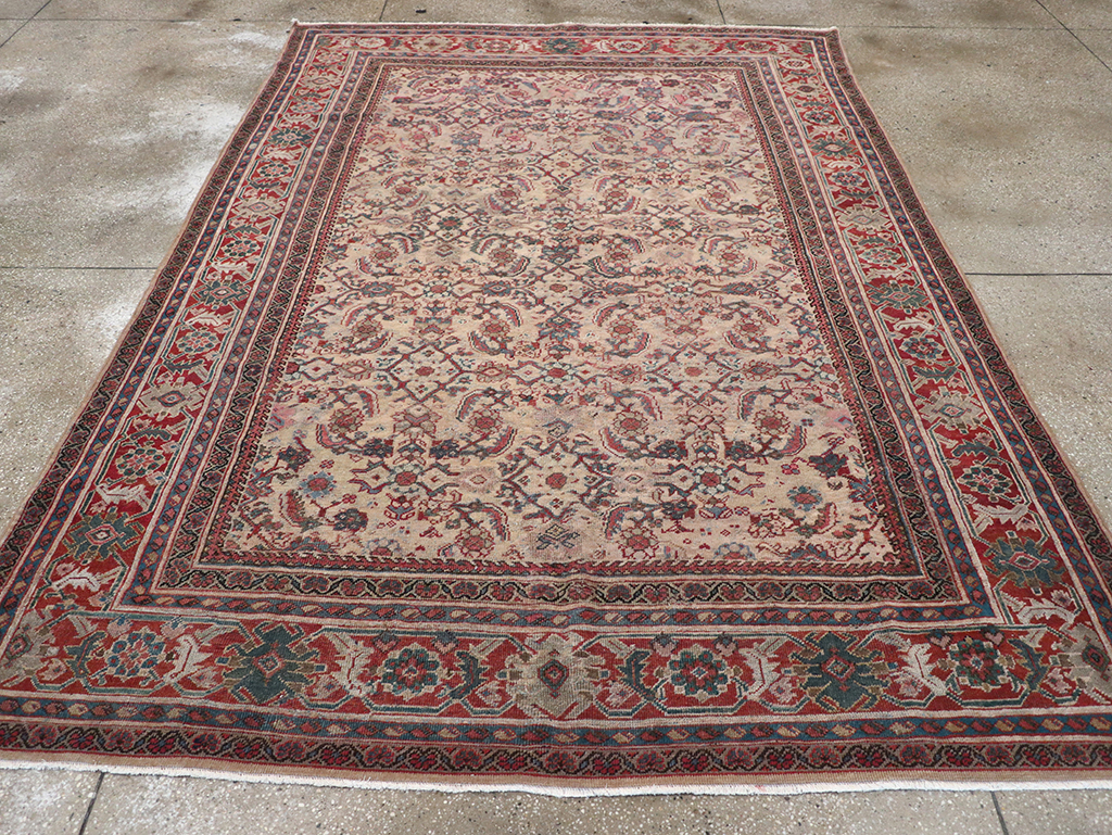 Antique Persian Mahal Accent Carpet, No.31572 - Staging