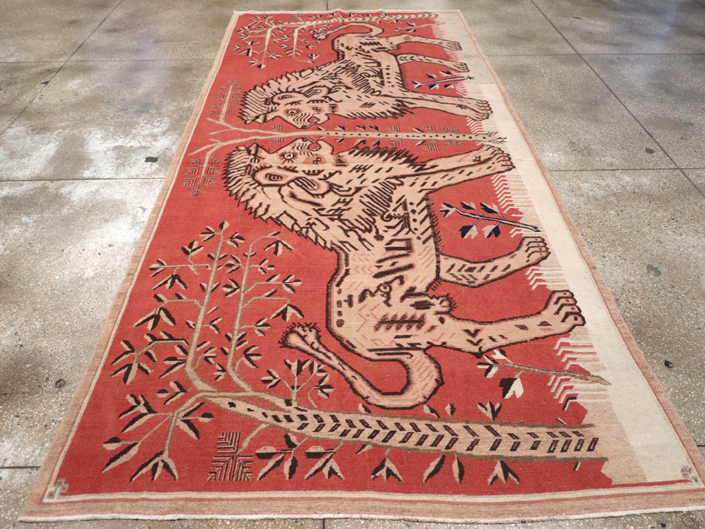 Antique Pictorial Khotan Rug, No.31574 - Staging