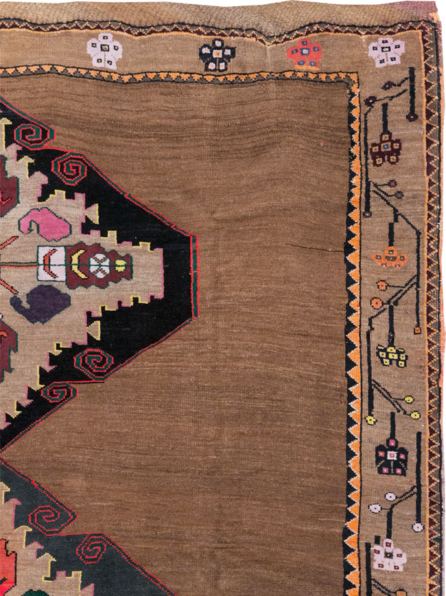 Vintage Turkish Tribal Small Room Size Carpet, No.31585 - Staging