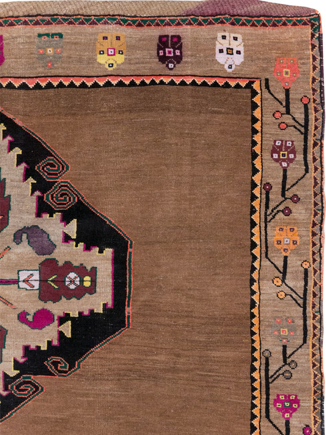 Vintage Turkish Tribal Small Room Size Carpet, No.31585 - Staging