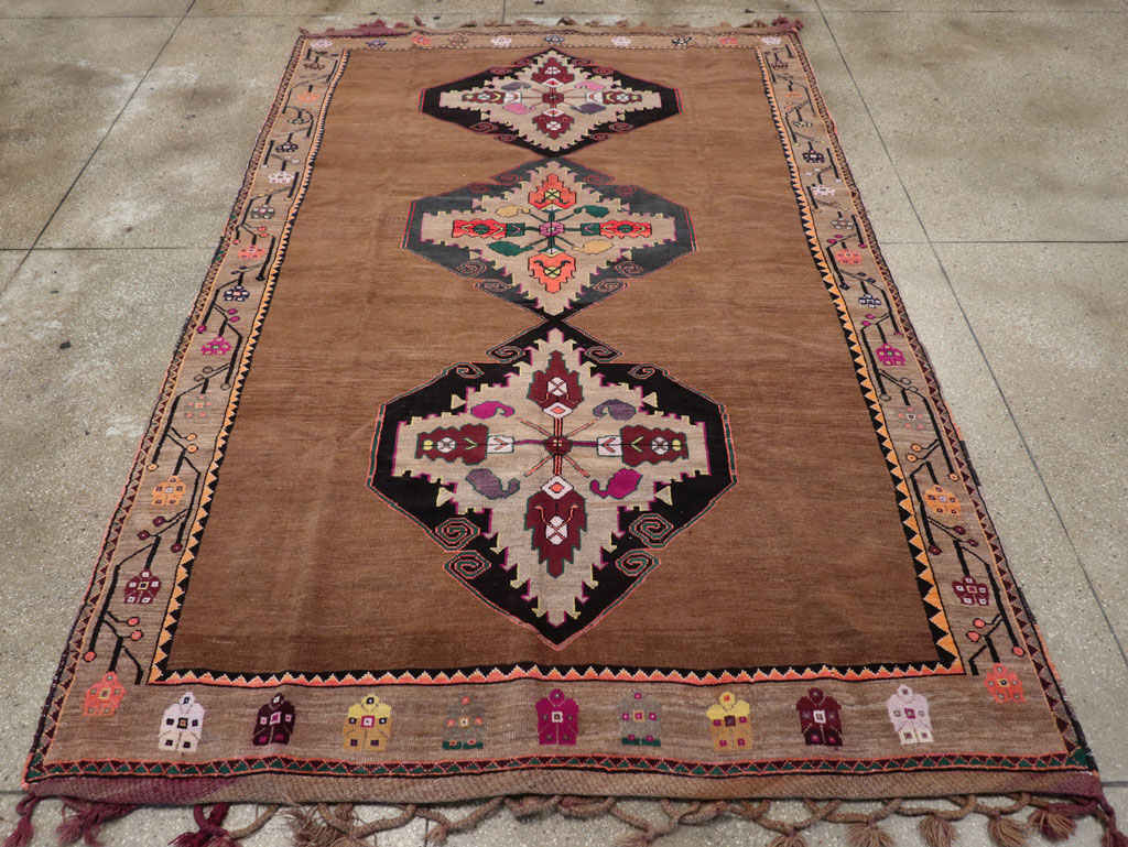 Vintage Turkish Tribal Small Room Size Carpet, No.31585 - Staging