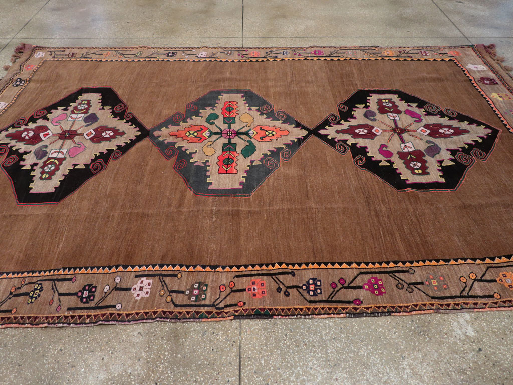 Vintage Turkish Tribal Small Room Size Carpet, No.31585 - Staging