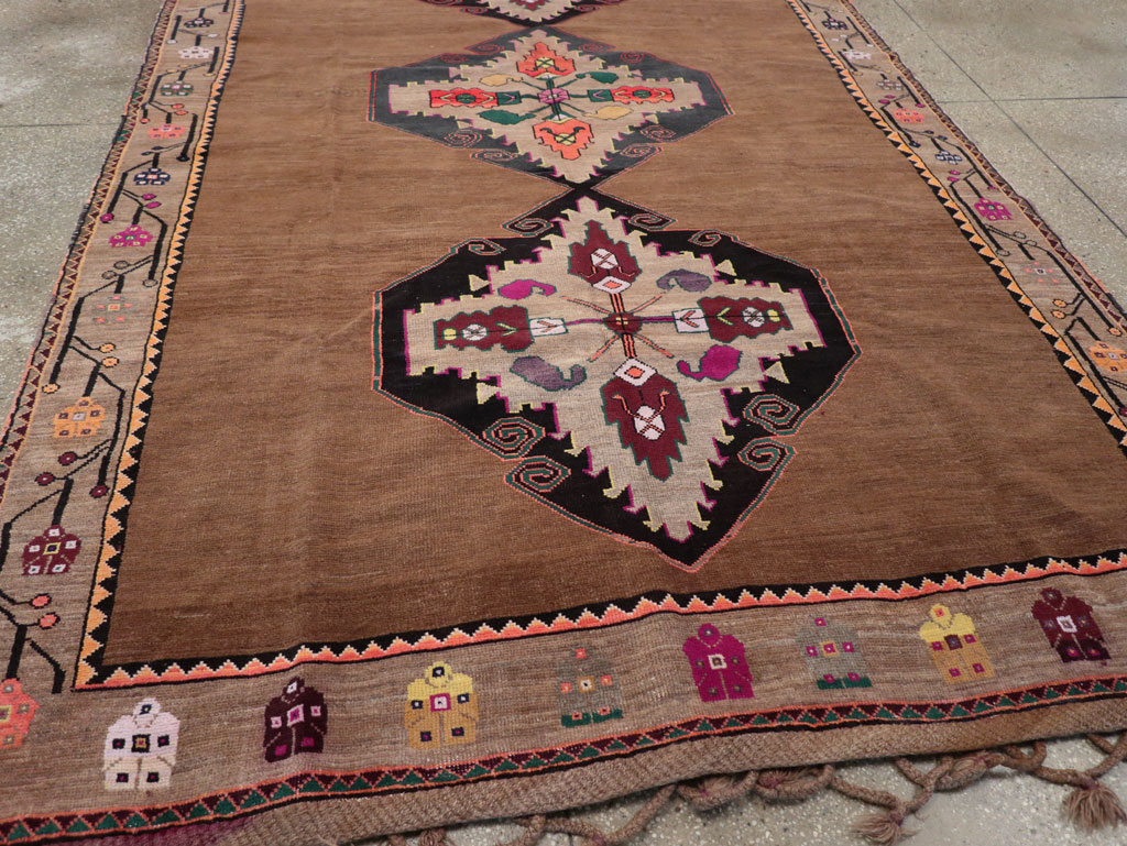 Vintage Turkish Tribal Small Room Size Carpet, No.31585 - Staging