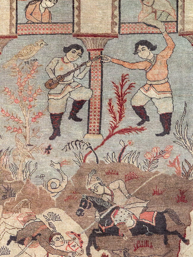 Antique Persian Pictorial Tabriz Rug, No.31588 - Staging