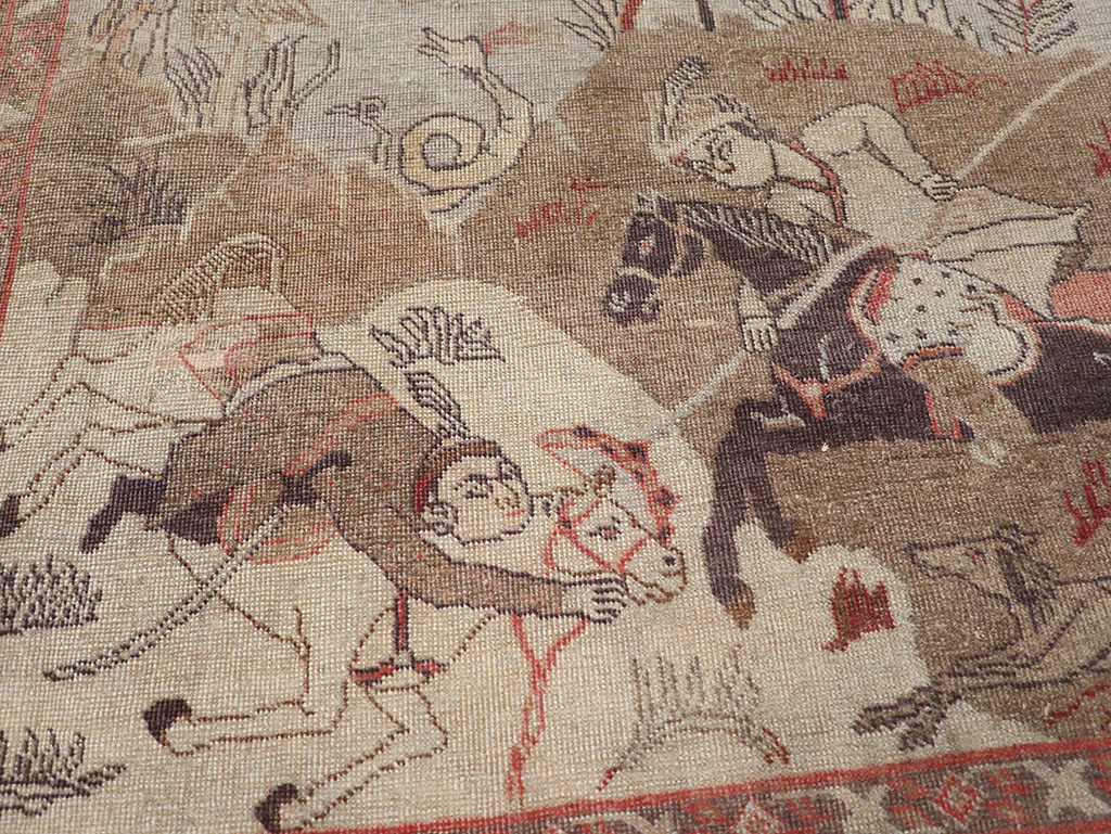 Antique Persian Pictorial Tabriz Rug, No.31588 - Staging