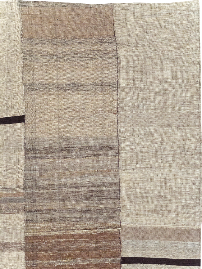 Modern Turkish Flatweave Kilim Square Room Size Carpet, No.31599 - Staging