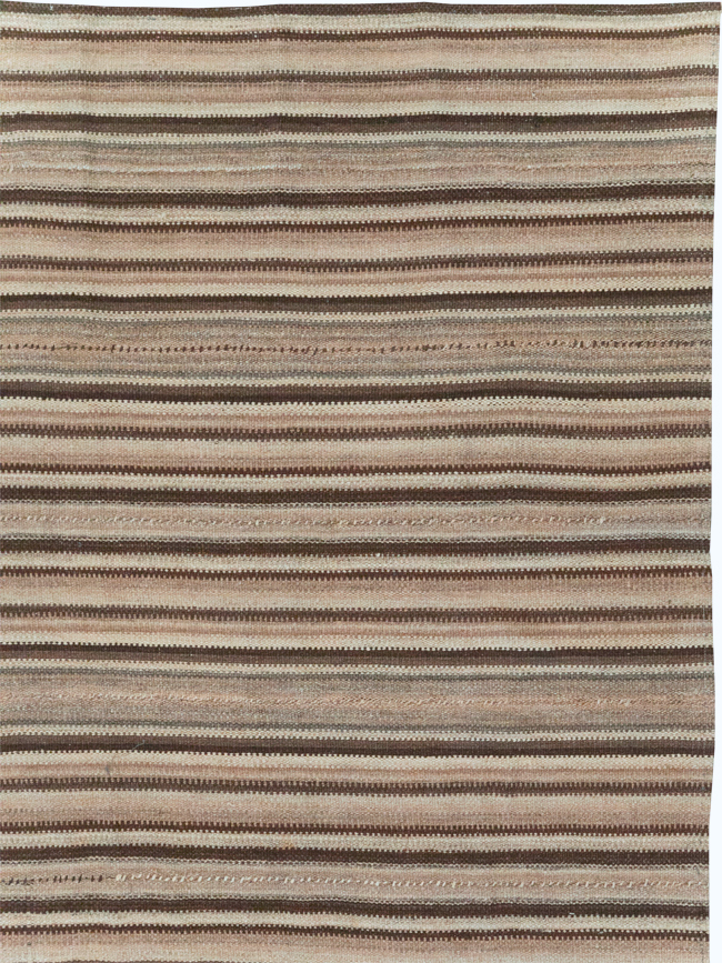 Vintage Turkish Flatweave Kilim Room Size Carpet, No.31600 - Staging